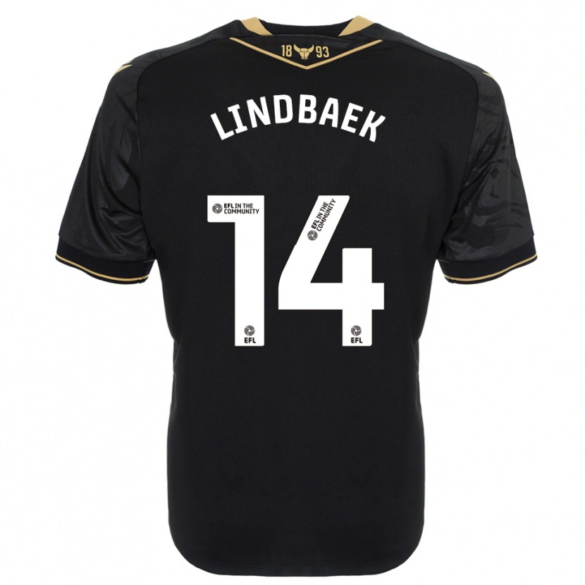 Danxen Donna Maglia Adele Lindbaek #14 Nero Oro Kit Gara Away 2025/26 Maglietta