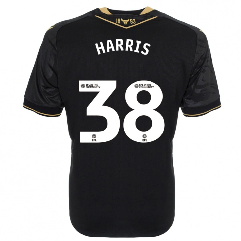 Danxen Donna Maglia Luke Harris #38 Nero Oro Kit Gara Away 2025/26 Maglietta