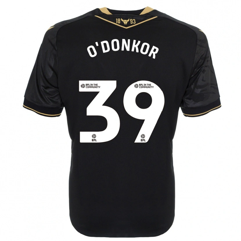 Danxen Donna Maglia Gatlin O'donkor #39 Nero Oro Kit Gara Away 2025/26 Maglietta