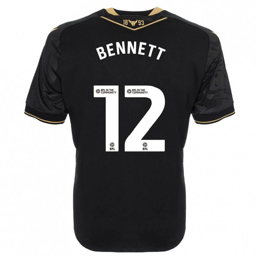 Danxen Donna Maglia Joe Bennett #12 Nero Oro Kit Gara Away 2025/26 Maglietta