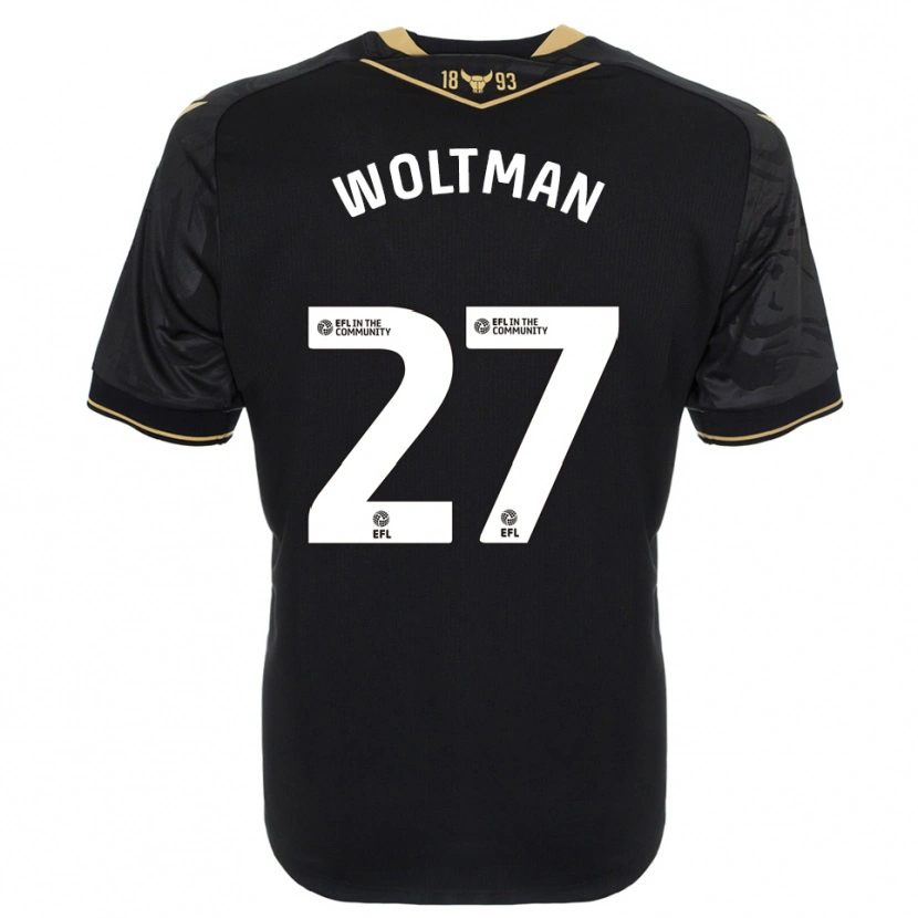 Danxen Donna Maglia Max Woltman #27 Nero Oro Kit Gara Away 2025/26 Maglietta