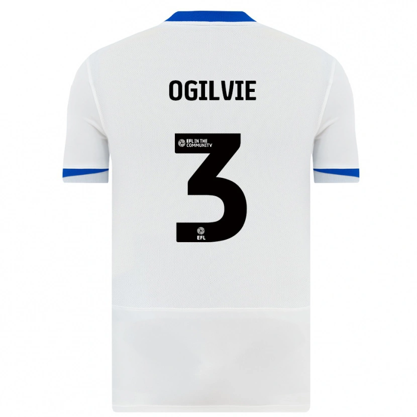 Danxen Donna Maglia Connor Ogilvie #3 Bianco Nero Kit Gara Away 2025/26 Maglietta