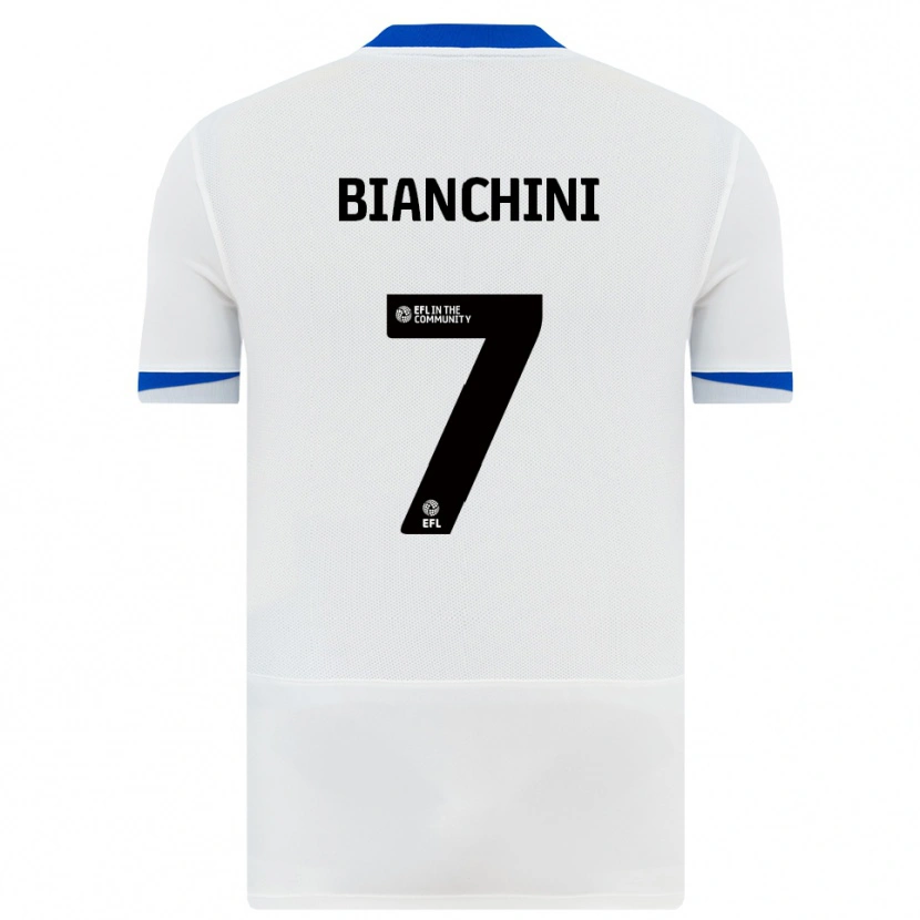 Danxen Donna Maglia Florian Bianchini #7 Bianco Nero Kit Gara Away 2025/26 Maglietta