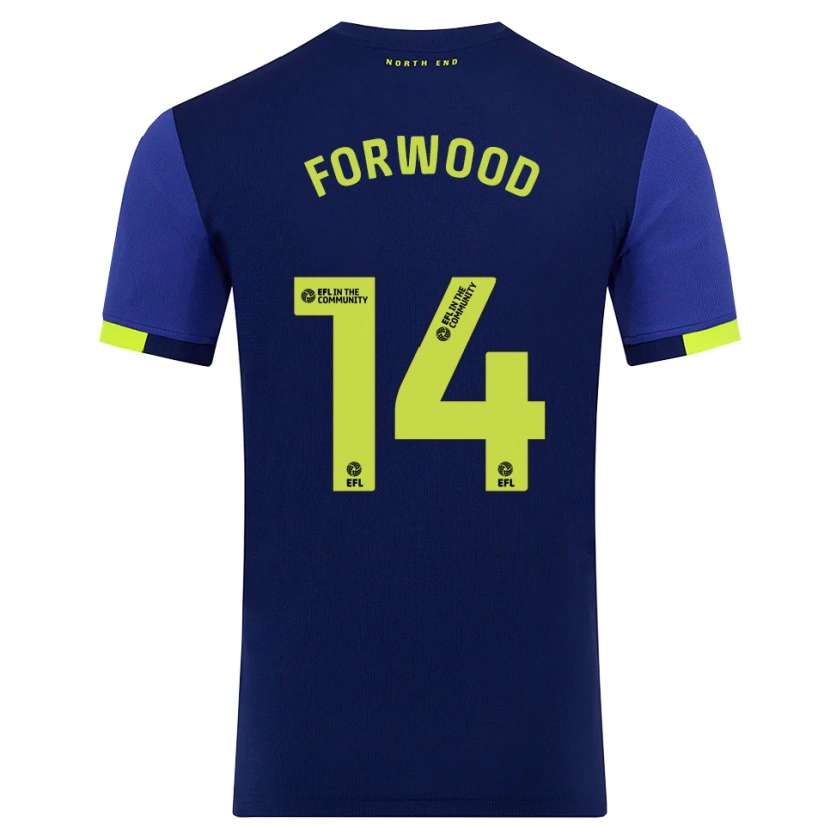 Danxen Donna Maglia Charlie Forwood #14 Blu Marino Giallo Kit Gara Away 2025/26 Maglietta
