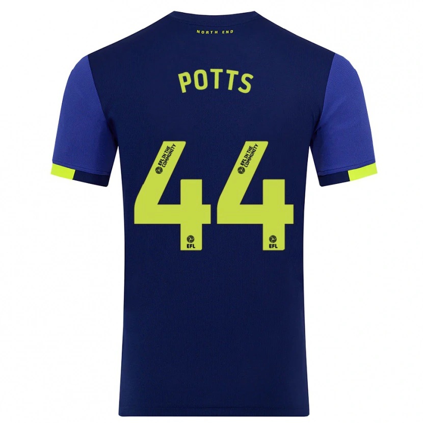 Danxen Donna Maglia Brad Potts #44 Blu Marino Giallo Kit Gara Away 2025/26 Maglietta