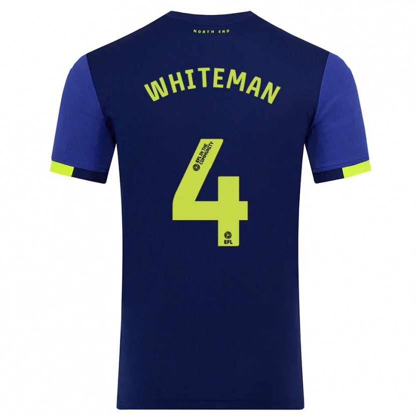 Danxen Donna Maglia Ben Whiteman #4 Blu Marino Giallo Kit Gara Away 2025/26 Maglietta