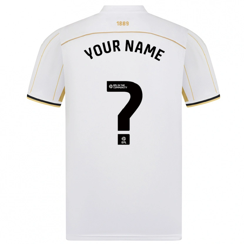 Danxen Donna Maglia Il Tuo Nome #0 Bianco Oro Kit Gara Away 2025/26 Maglietta