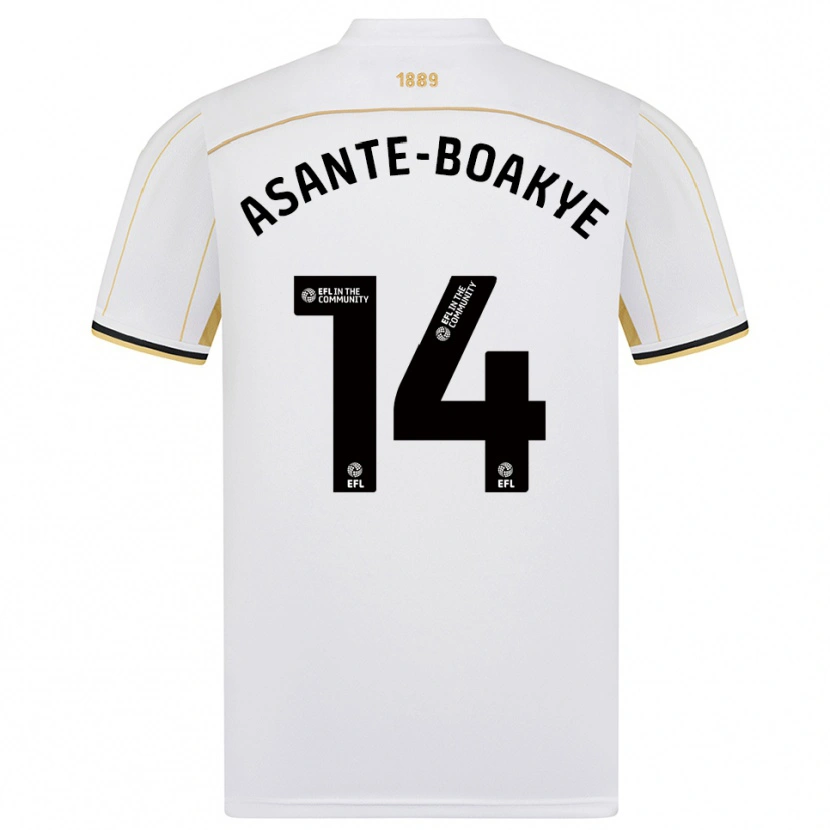 Danxen Donna Maglia Max Asante-Boakye #14 Bianco Oro Kit Gara Away 2025/26 Maglietta