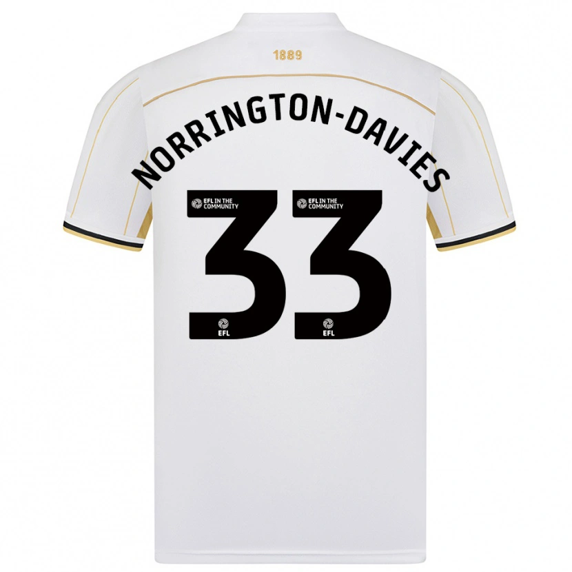 Danxen Donna Maglia Rhys Norrington-Davies #33 Bianco Oro Kit Gara Away 2025/26 Maglietta