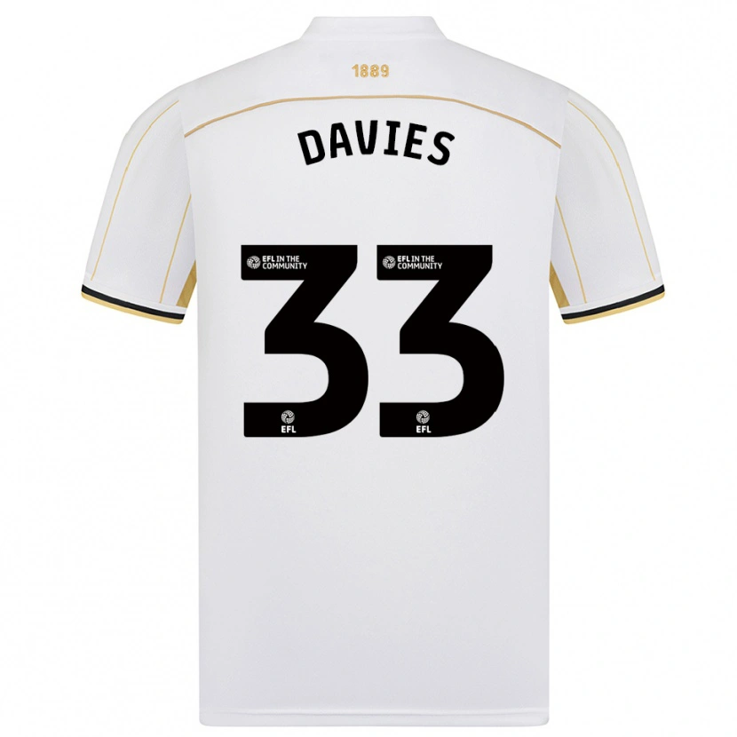 Danxen Donna Maglia Bethan Davies #33 Bianco Oro Kit Gara Away 2025/26 Maglietta