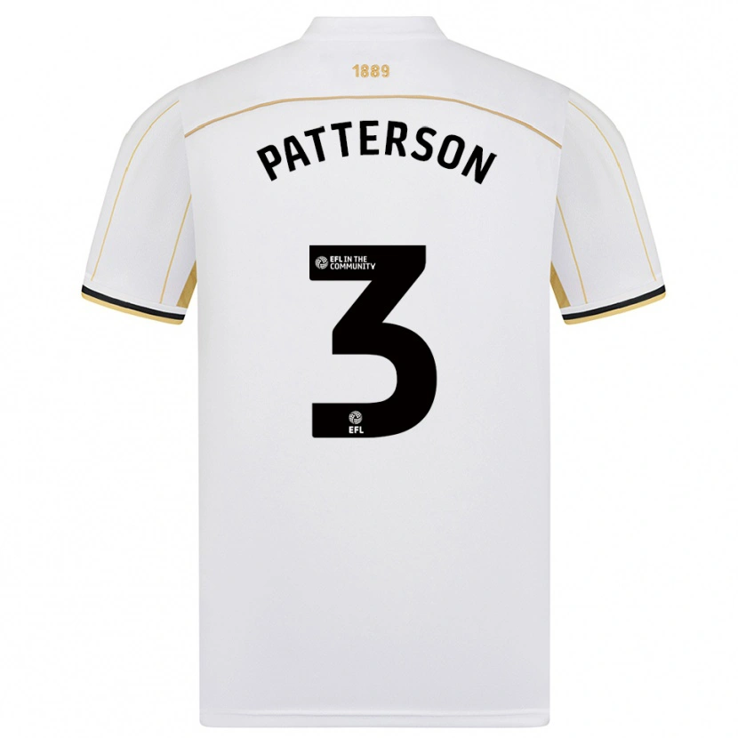 Danxen Donna Maglia Lennon Patterson #3 Bianco Oro Kit Gara Away 2025/26 Maglietta