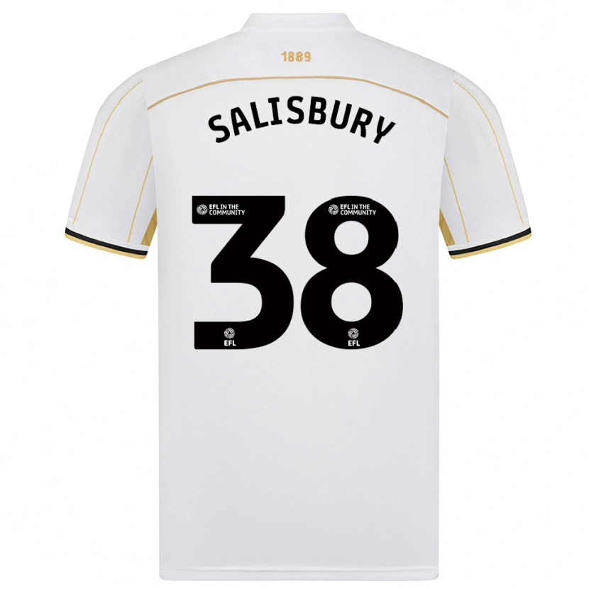 Danxen Donna Maglia Chloe Salisbury #38 Bianco Oro Kit Gara Away 2025/26 Maglietta
