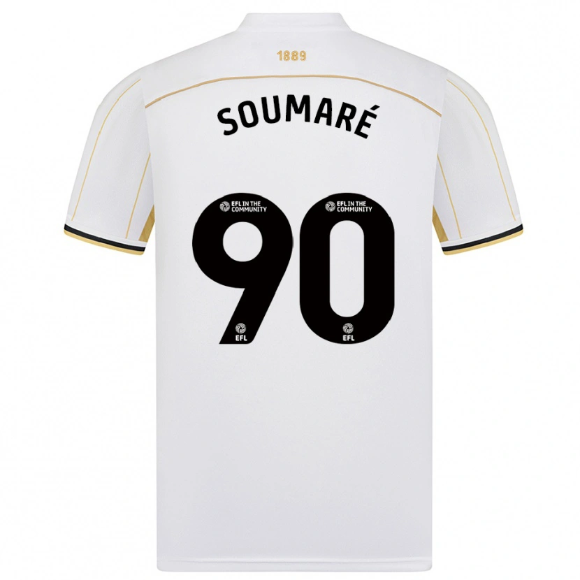 Danxen Donna Maglia Djibril Soumaré #90 Bianco Oro Kit Gara Away 2025/26 Maglietta