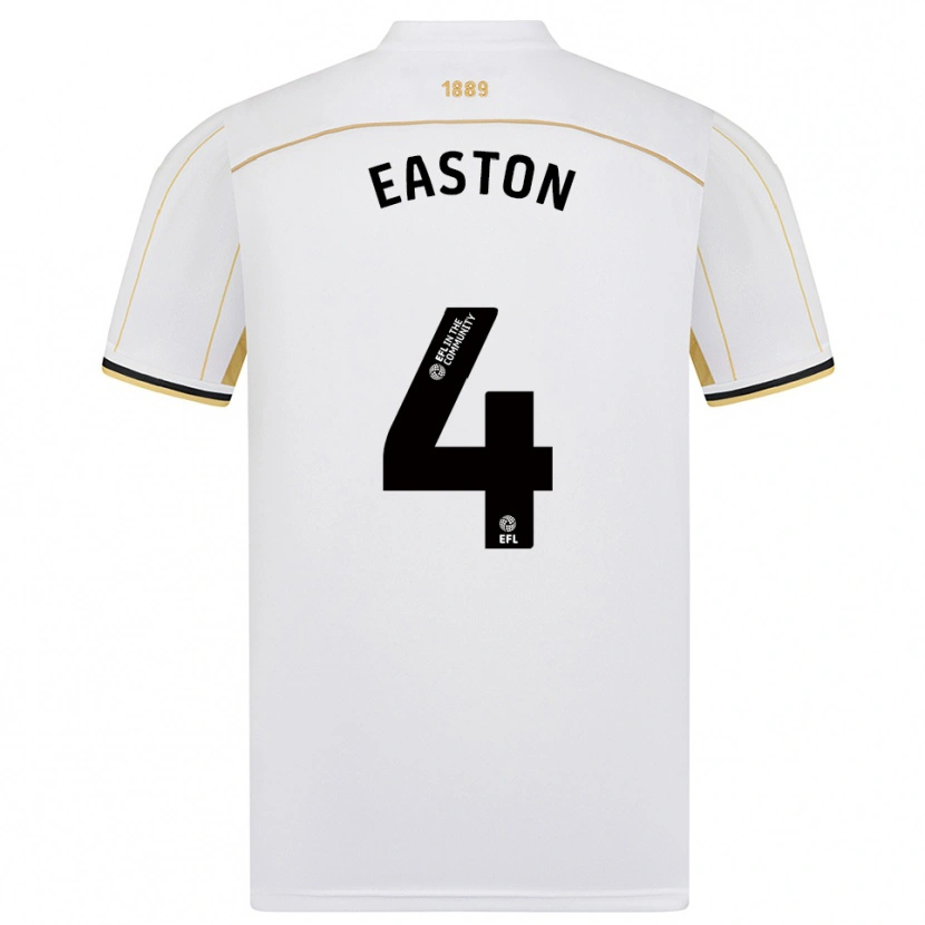 Danxen Donna Maglia Evan Easton #4 Bianco Oro Kit Gara Away 2025/26 Maglietta