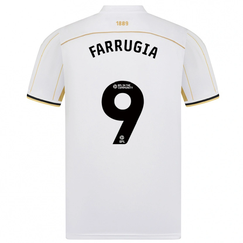 Danxen Donna Maglia Maria Farrugia #9 Bianco Oro Kit Gara Away 2025/26 Maglietta