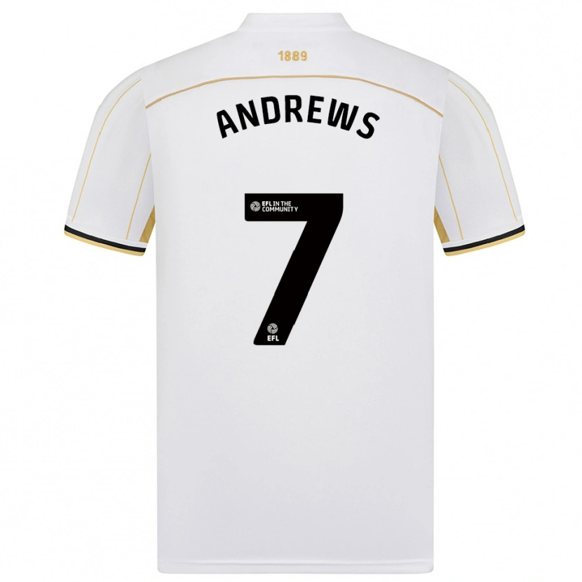 Danxen Donna Maglia Amy Andrews #7 Bianco Oro Kit Gara Away 2025/26 Maglietta