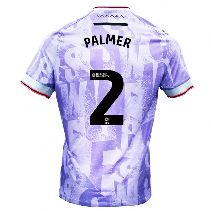 Danxen Donna Maglia Liam Palmer #2 Lilla Bianco Kit Gara Away 2025/26 Maglietta