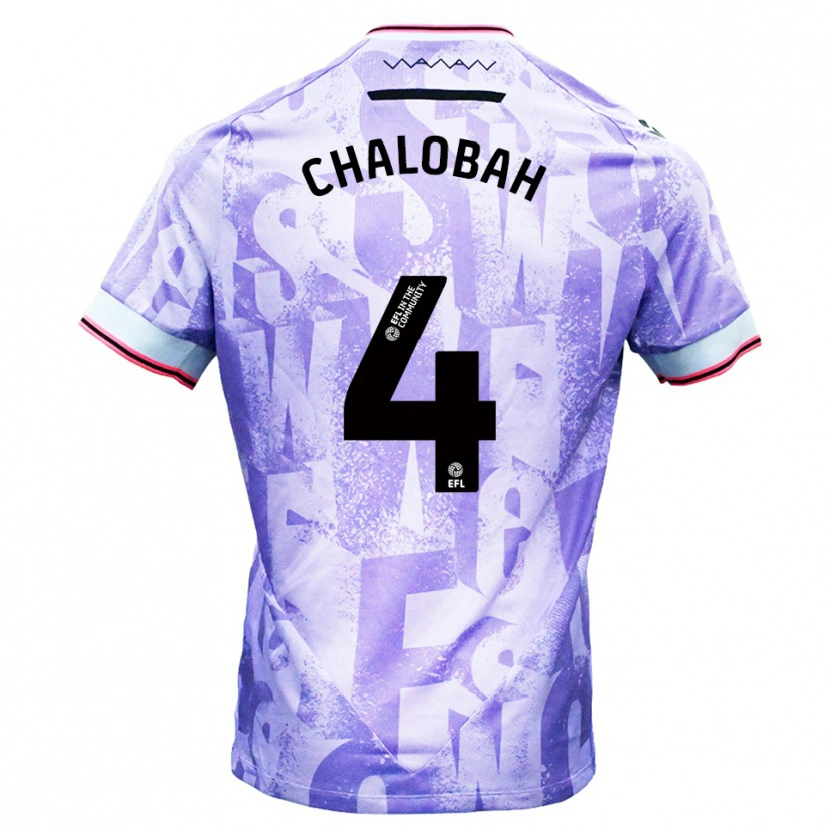 Danxen Donna Maglia Nathaniel Chalobah #4 Lilla Bianco Kit Gara Away 2025/26 Maglietta