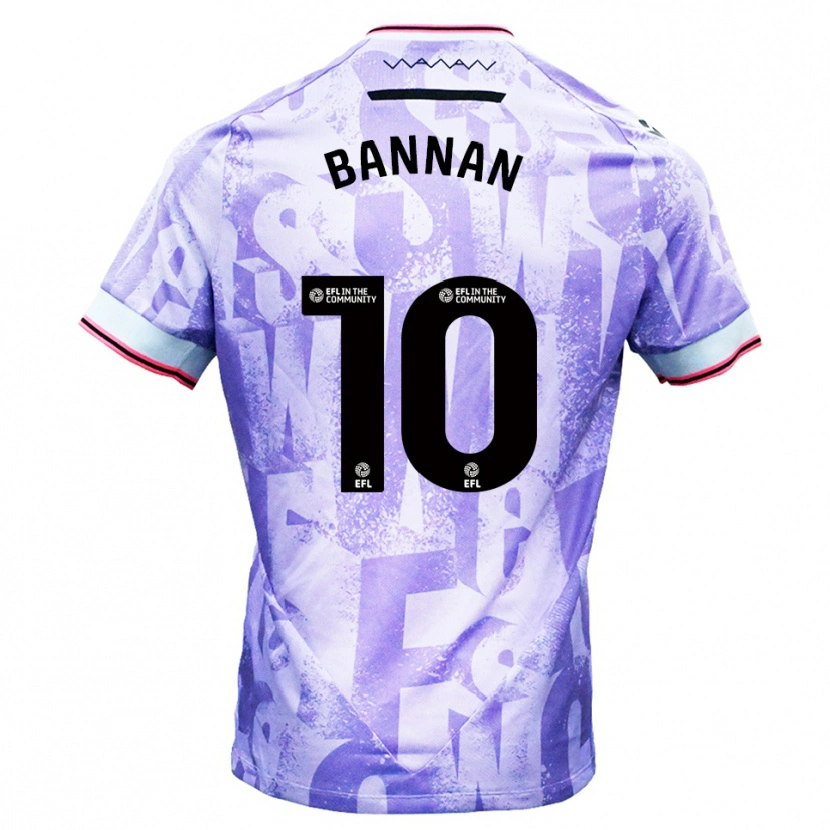 Danxen Donna Maglia Barry Bannan #10 Lilla Bianco Kit Gara Away 2025/26 Maglietta