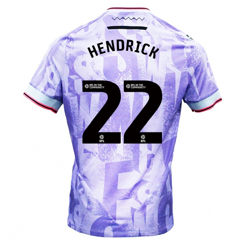 Danxen Donna Maglia Jeff Hendrick #22 Lilla Bianco Kit Gara Away 2025/26 Maglietta