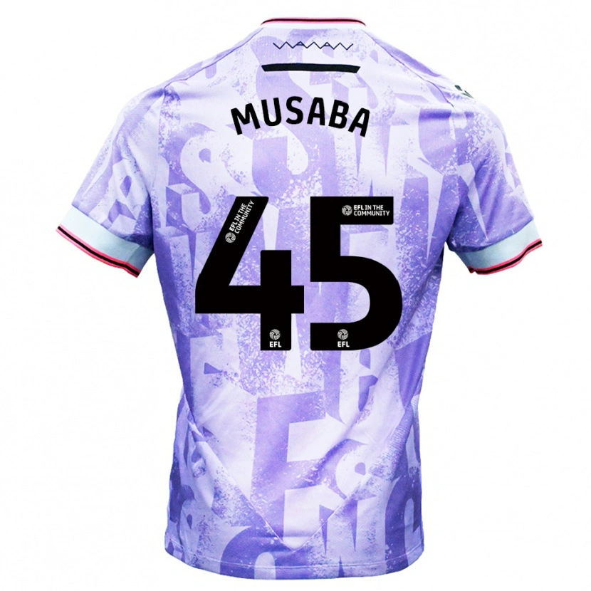Danxen Donna Maglia Anthony Musaba #45 Lilla Bianco Kit Gara Away 2025/26 Maglietta