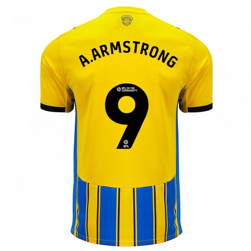 Danxen Donna Maglia Adam Armstrong #9 Blu Giallo Kit Gara Away 2025/26 Maglietta
