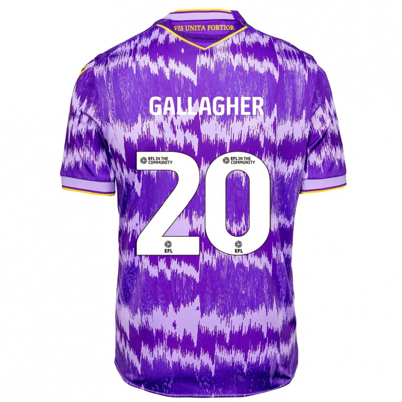 Danxen Donna Maglia Sam Gallagher #20 Viola Giallo Kit Gara Away 2025/26 Maglietta