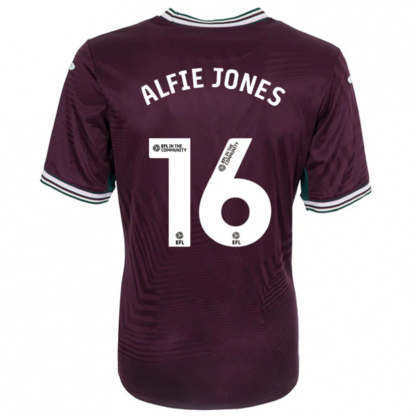 Danxen Donna Maglia Alfie Jones #16 Rosso Ruggine Bianco Kit Gara Away 2025/26 Maglietta