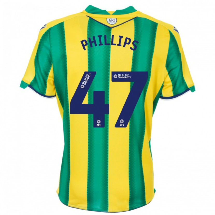 Danxen Donna Maglia Nat Phillips #47 Giallo Verde Kit Gara Away 2025/26 Maglietta