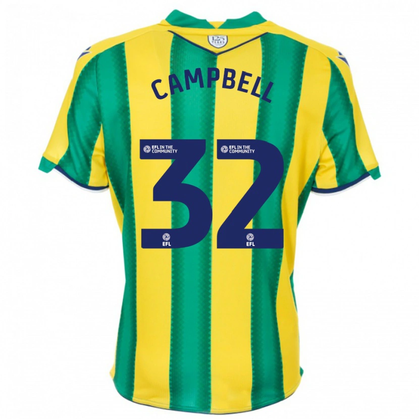 Danxen Donna Maglia George Campbell #32 Giallo Verde Kit Gara Away 2025/26 Maglietta