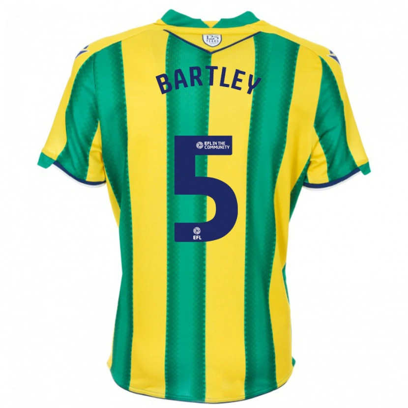 Danxen Donna Maglia Kyle Bartley #5 Giallo Verde Kit Gara Away 2025/26 Maglietta