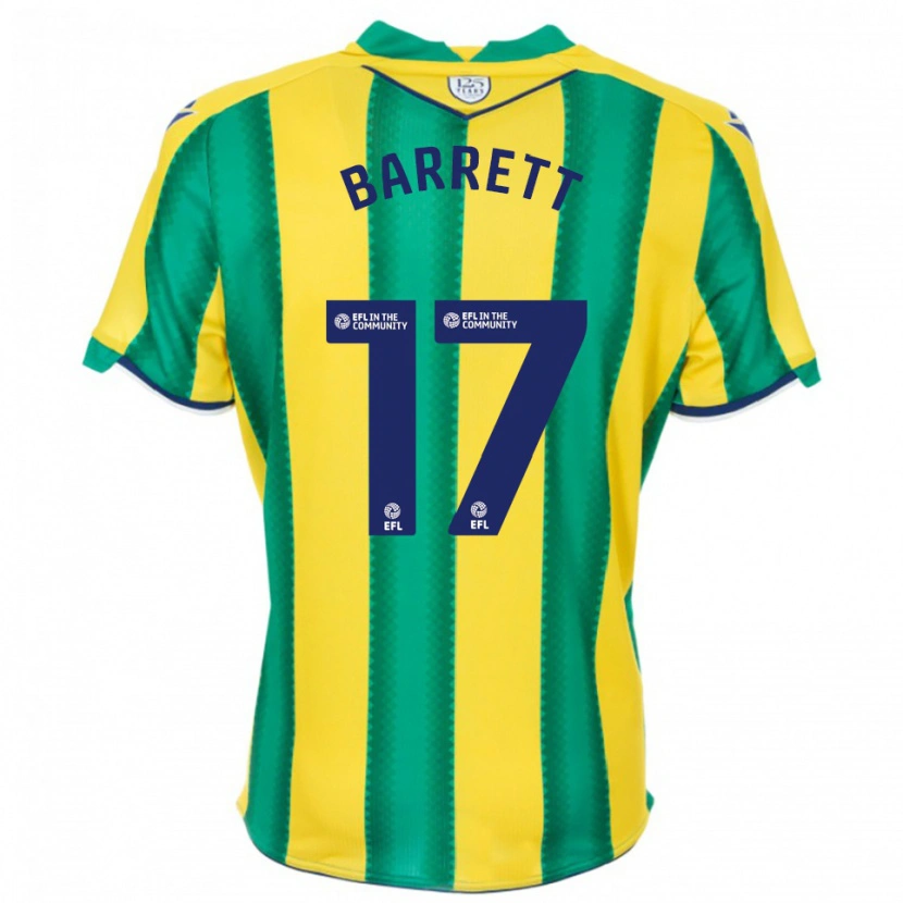 Danxen Donna Maglia Josh Barrett #17 Giallo Verde Kit Gara Away 2025/26 Maglietta