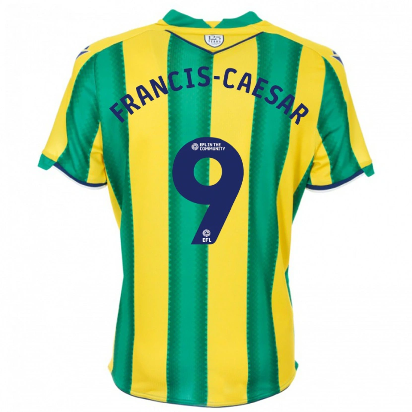 Danxen Donna Maglia Jaiden Francis-Caesar #9 Giallo Verde Kit Gara Away 2025/26 Maglietta