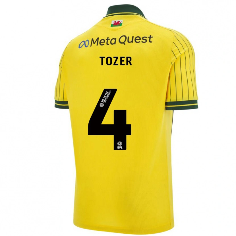 Danxen Donna Maglia Ben Tozer #4 Giallo Verde Kit Gara Away 2025/26 Maglietta
