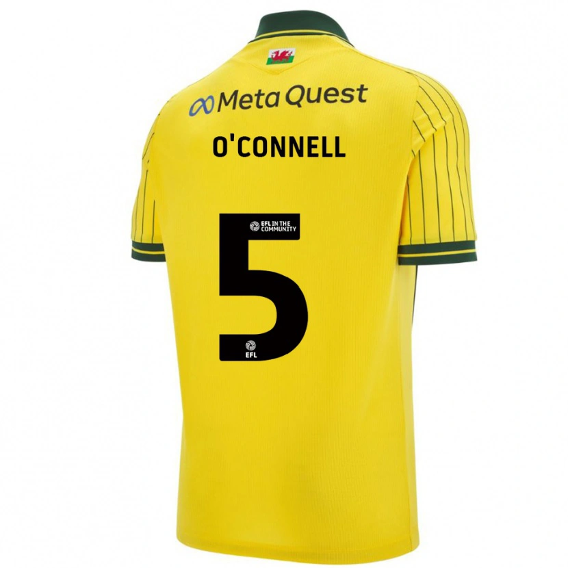 Danxen Donna Maglia Eoghan O'connell #5 Giallo Verde Kit Gara Away 2025/26 Maglietta