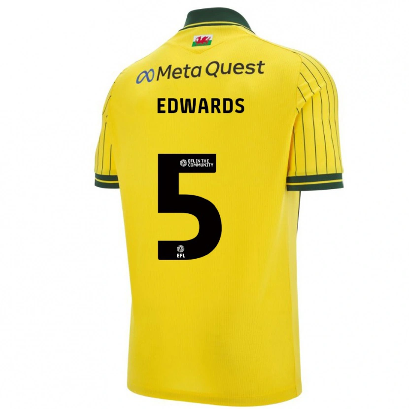 Danxen Donna Maglia Dafydd Edwards #5 Giallo Verde Kit Gara Away 2025/26 Maglietta