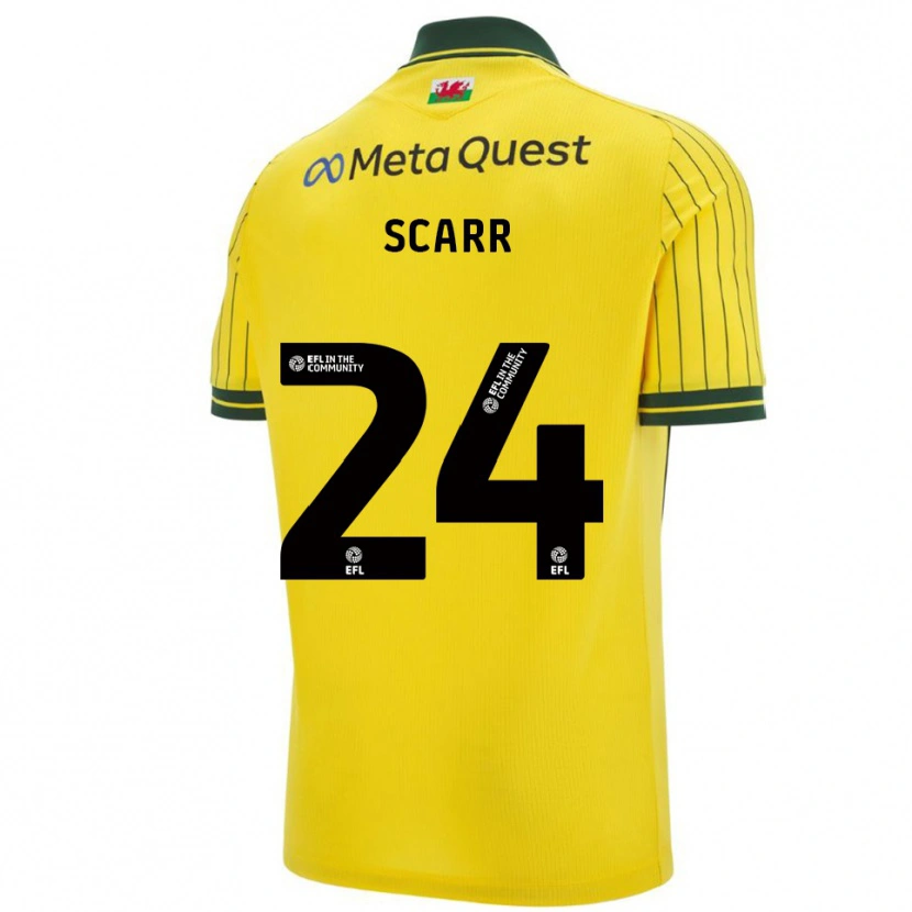 Danxen Donna Maglia Dan Scarr #24 Giallo Verde Kit Gara Away 2025/26 Maglietta