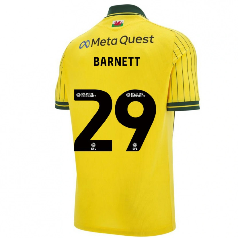 Danxen Donna Maglia Ryan Barnett #29 Giallo Verde Kit Gara Away 2025/26 Maglietta