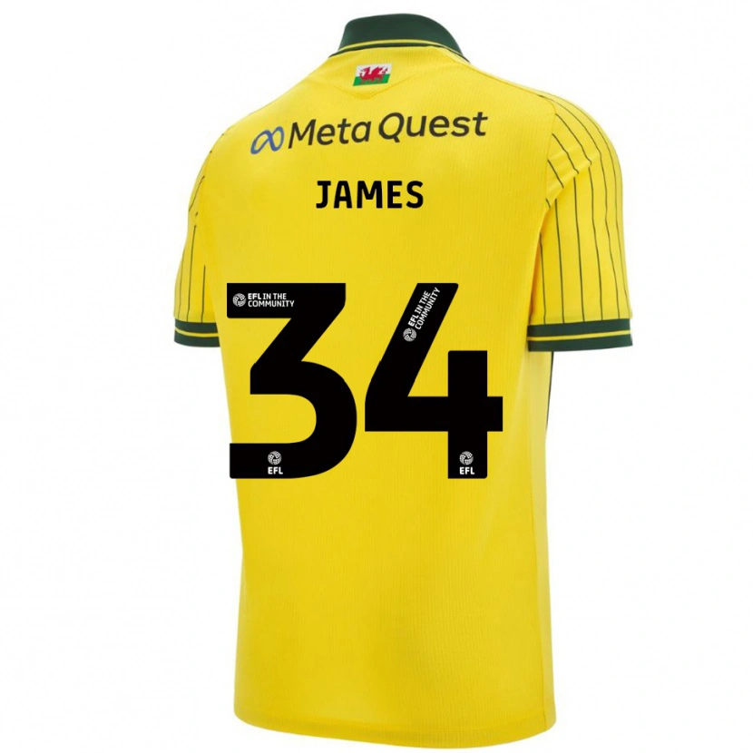 Danxen Donna Maglia Aaron James #34 Giallo Verde Kit Gara Away 2025/26 Maglietta