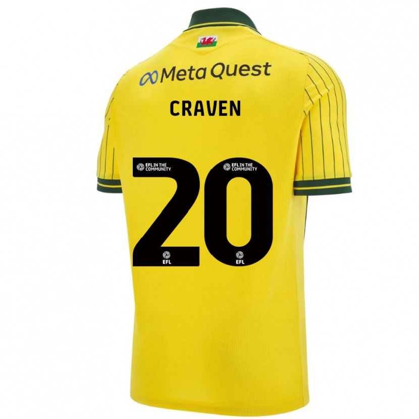 Danxen Donna Maglia Lizzie Craven #20 Giallo Verde Kit Gara Away 2025/26 Maglietta