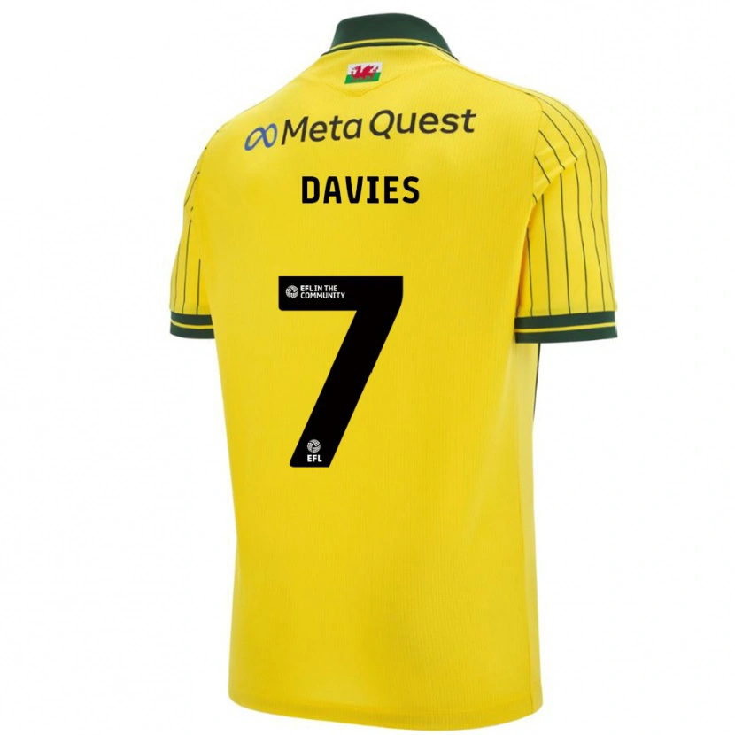 Danxen Donna Maglia Jordan Davies #7 Giallo Verde Kit Gara Away 2025/26 Maglietta