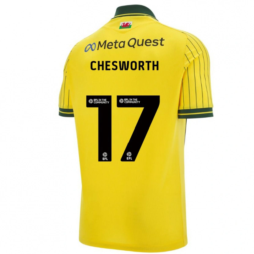 Danxen Donna Maglia Samuel Chesworth #17 Giallo Verde Kit Gara Away 2025/26 Maglietta