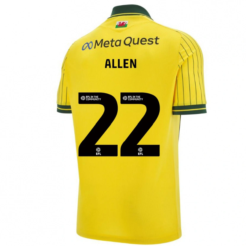 Danxen Donna Maglia Keren Allen #22 Giallo Verde Kit Gara Away 2025/26 Maglietta