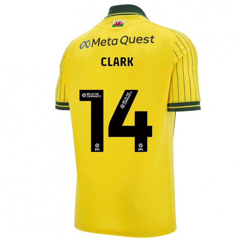 Danxen Donna Maglia Nat Clark #14 Giallo Verde Kit Gara Away 2025/26 Maglietta