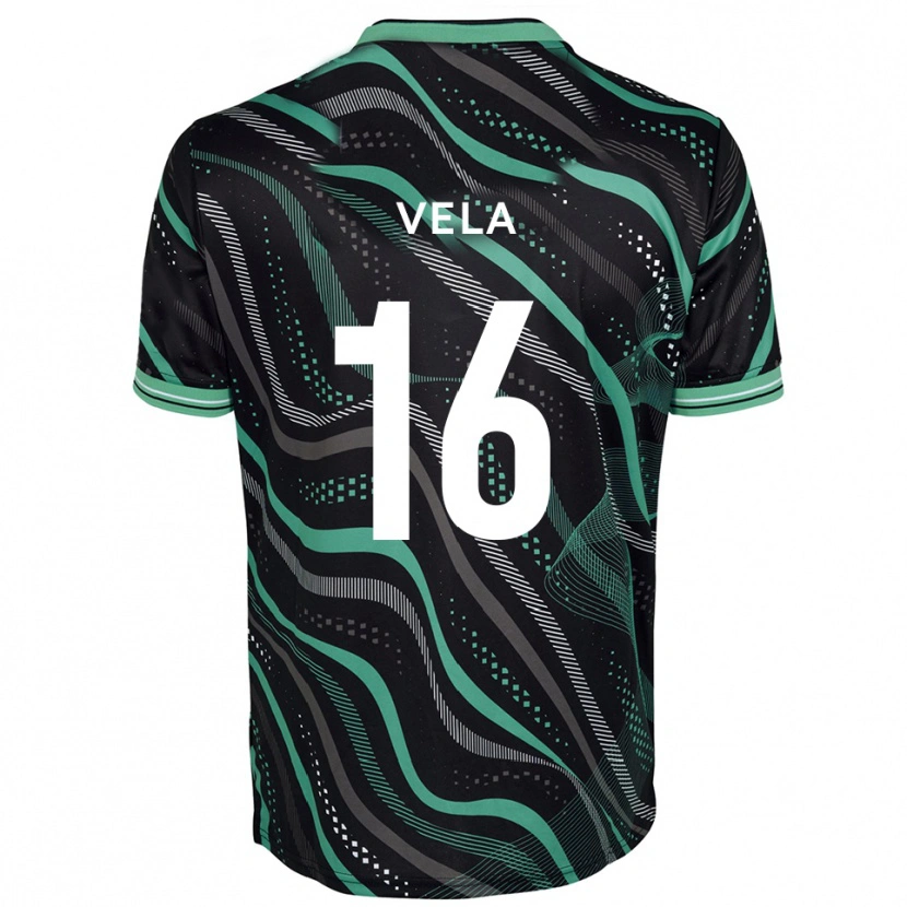 Danxen Donna Maglia Josh Vela #16 Nero Verde Kit Gara Away 2025/26 Maglietta