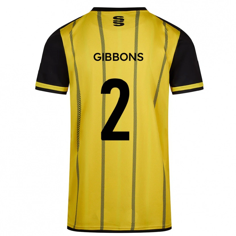 Danxen Donna Maglia Sam Gibbons #2 Giallo Nero Kit Gara Away 2025/26 Maglietta