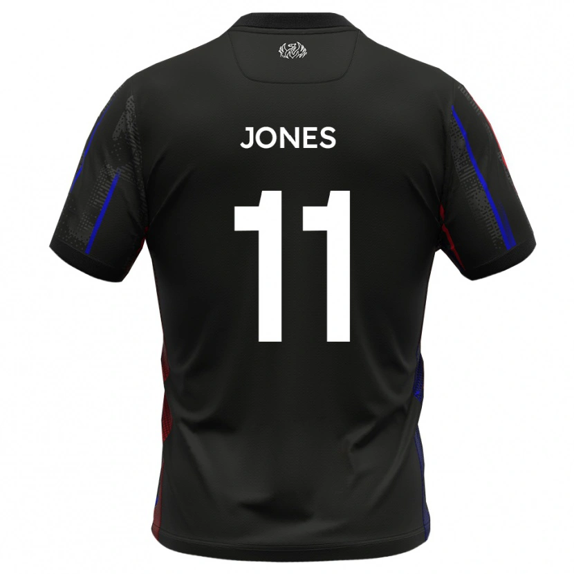 Danxen Donna Maglia Ryan Jones #11 Nero Rosso Kit Gara Away 2025/26 Maglietta