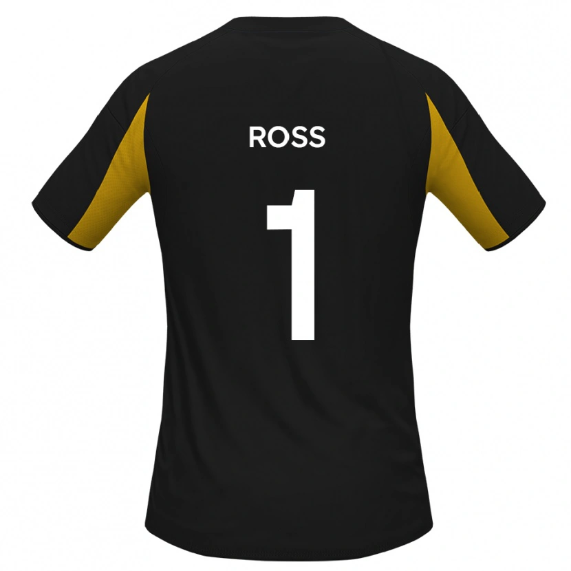 Danxen Donna Maglia Ethan Ross #1 Nero Giallo Kit Gara Away 2025/26 Maglietta