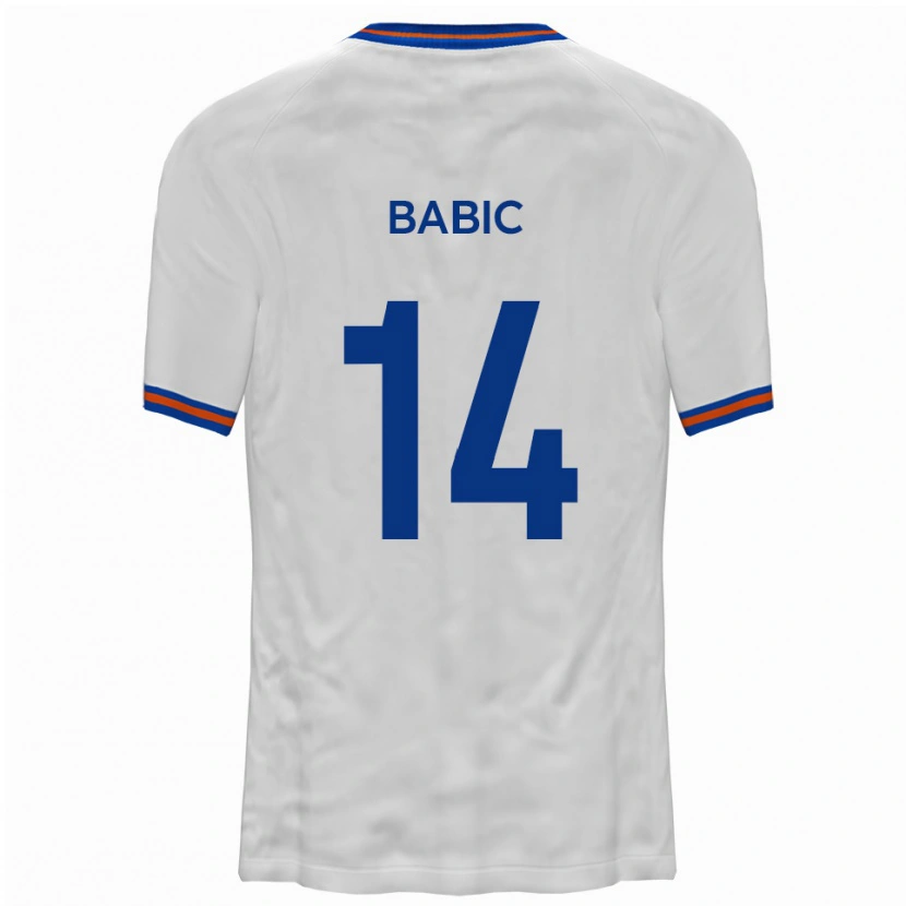 Danxen Donna Maglia Goran Babic #14 Bianco Blu Kit Gara Away 2025/26 Maglietta