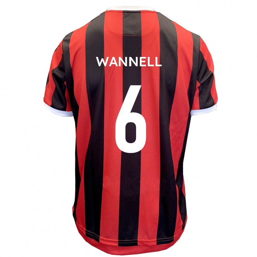 Danxen Donna Maglia Jake Wannell #6 Rosso Nero Kit Gara Away 2025/26 Maglietta